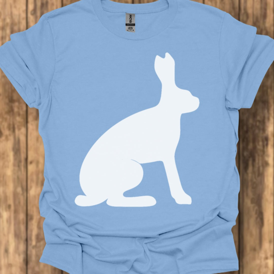 Hare silhouette white trendy T-shirt