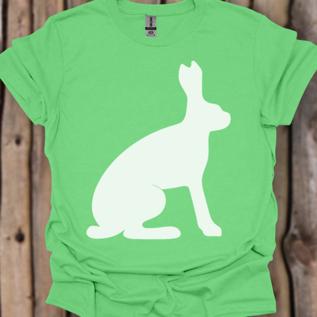 Hare silhouette white trendy T-shirt