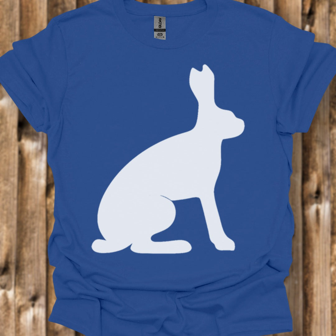 Hare silhouette white trendy T-shirt