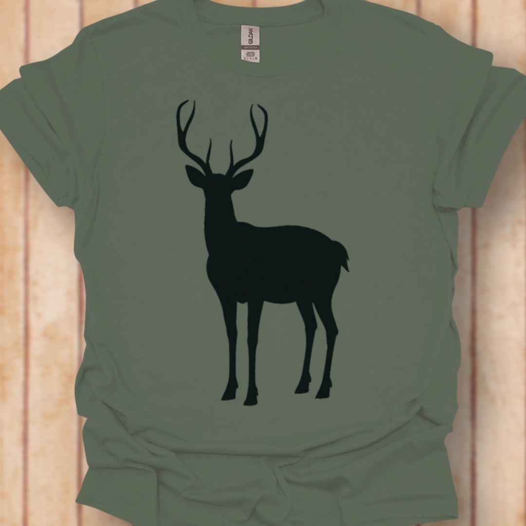 Cerf silhouette noire T-shirt intemporel