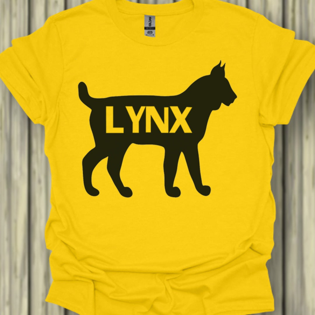 Lynx silhouette noire avec texte T-shirt tendance