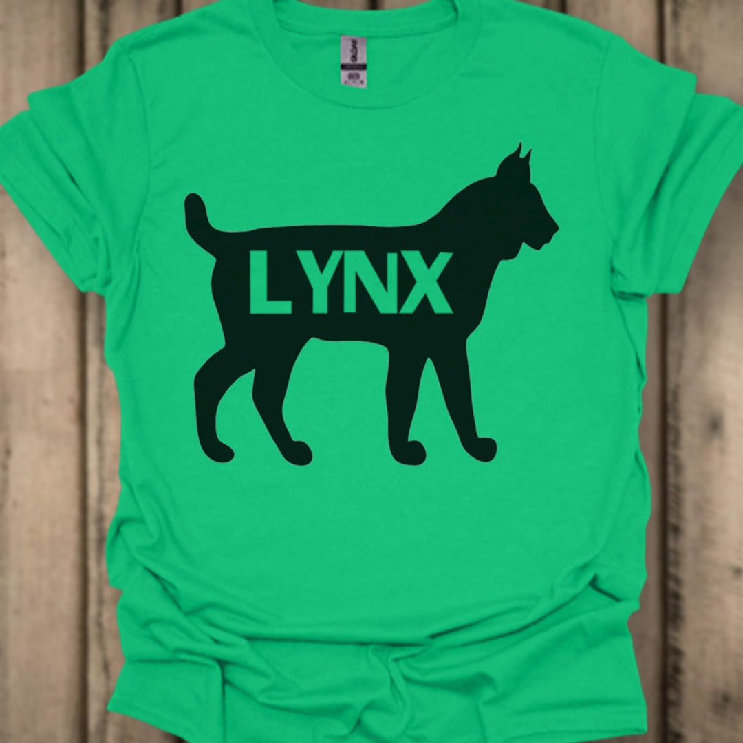 Lynx silhouette noire avec texte T-shirt tendance