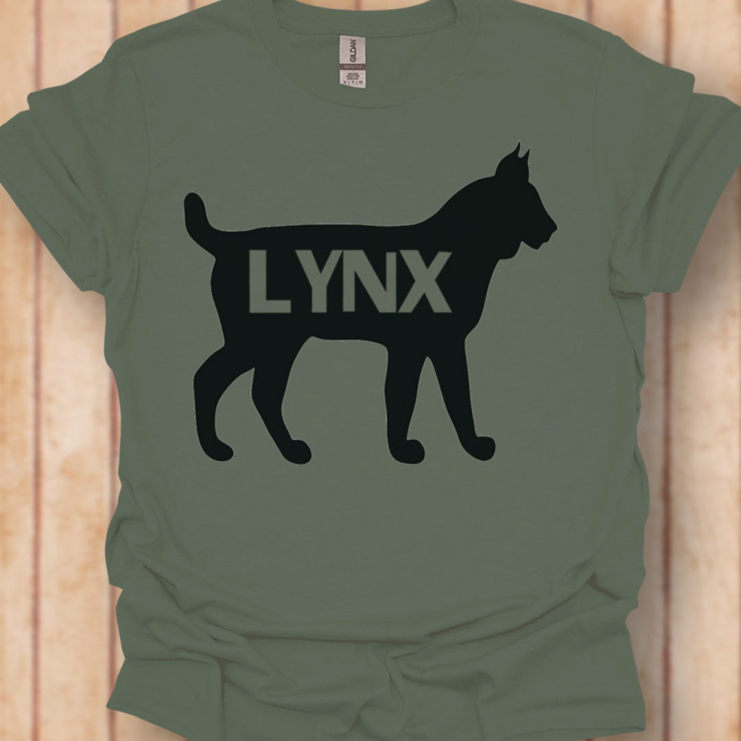 Lynx silhouette noire avec texte T-shirt intemporel