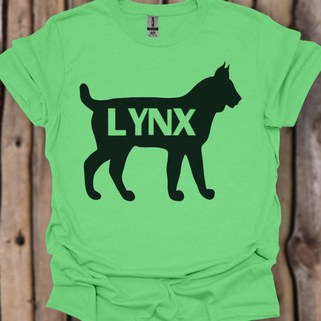 Lynx silhouette noire avec texte T-shirt tendance
