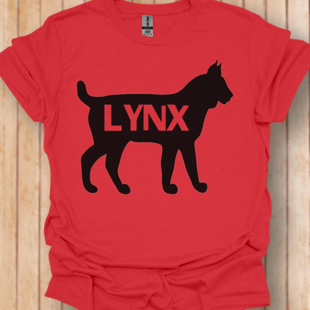 Lynx silhouette noire avec texte T-shirt tendance