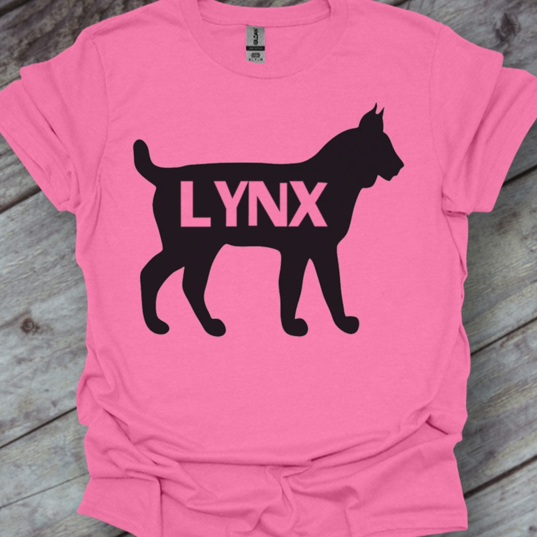 Lynx silhouette noire avec texte T-shirt tendance