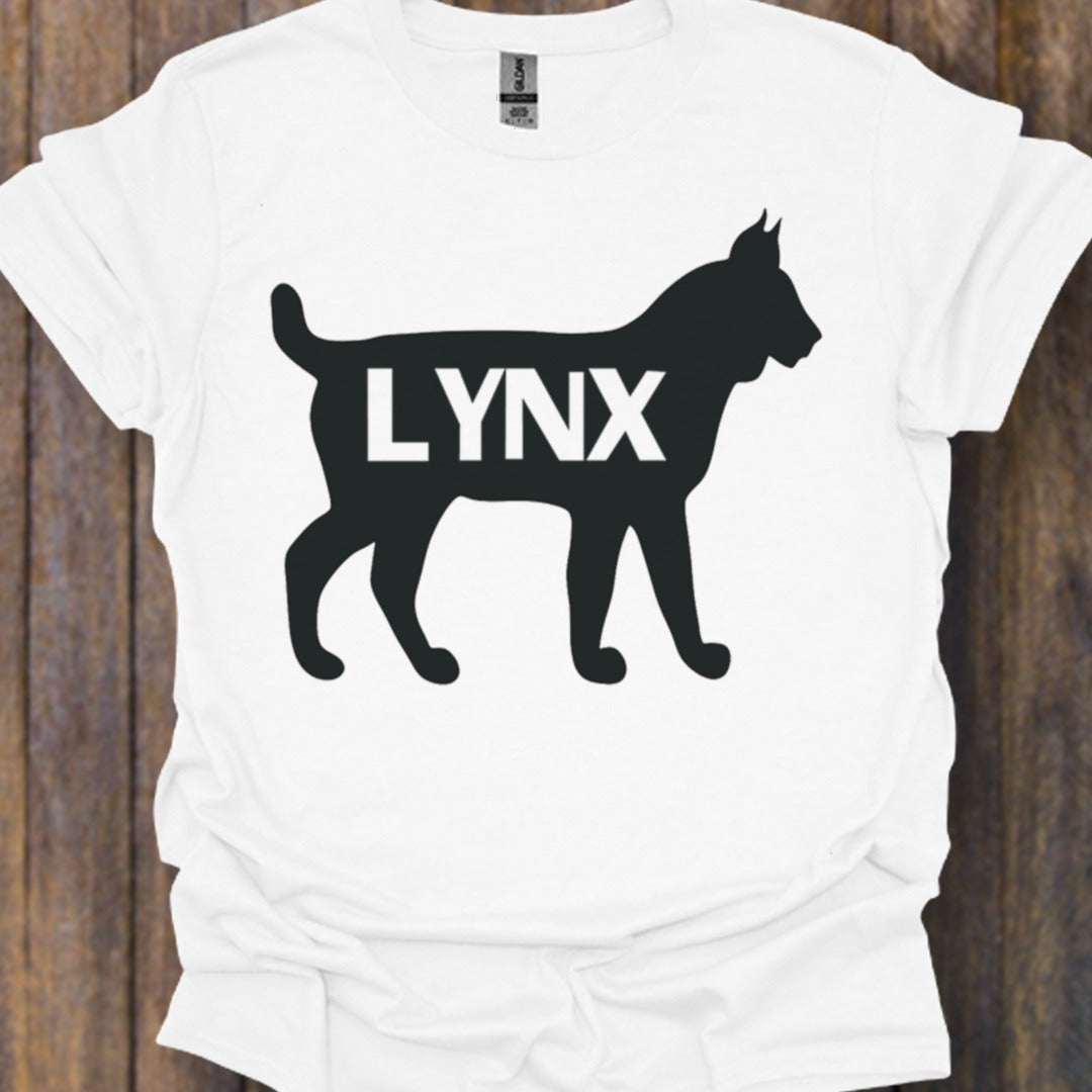 Lynx silhouette noire avec texte T-shirt intemporel