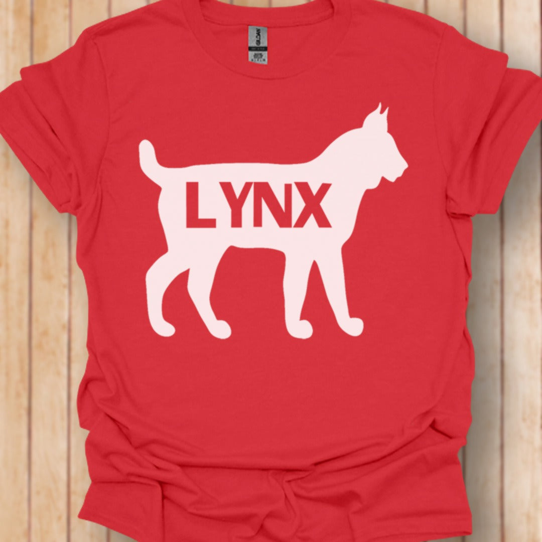 Lynx silhouette blanche avec texte T-shirt tendance