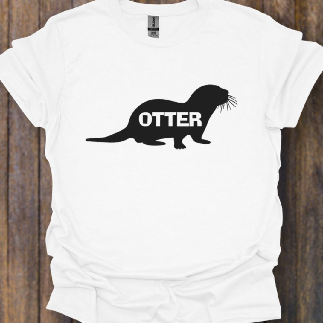 Otter silhouette with text black timeless T-shirt