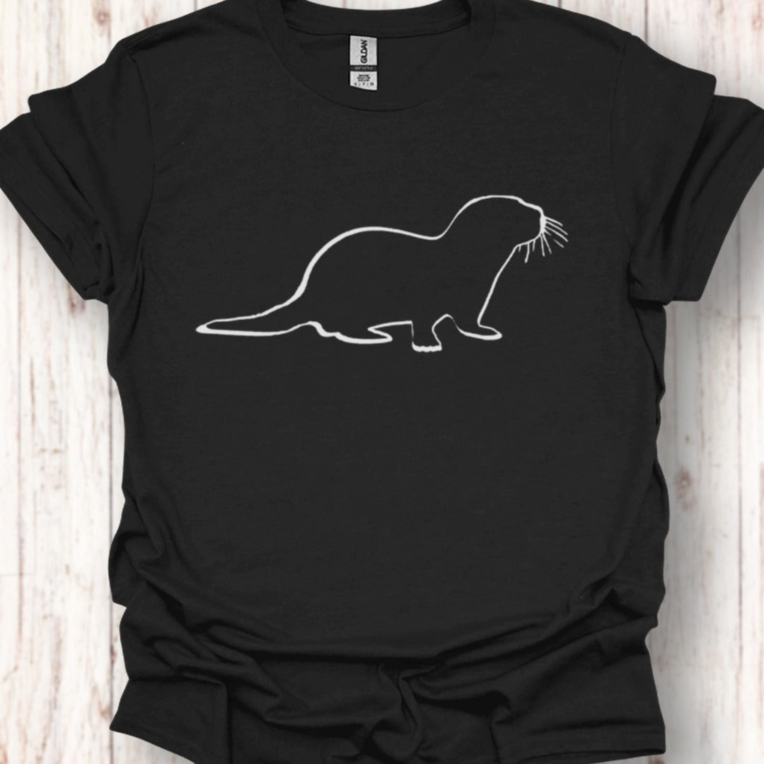 Otter outline white trendy T-shirt