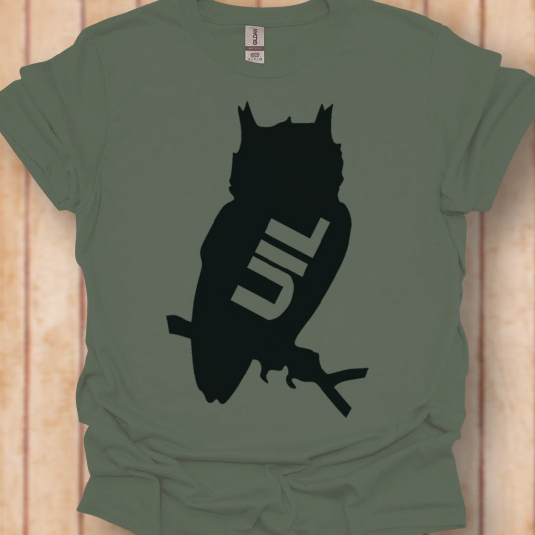 Uil silhouet met tekst zwart tijdloos T-shirt