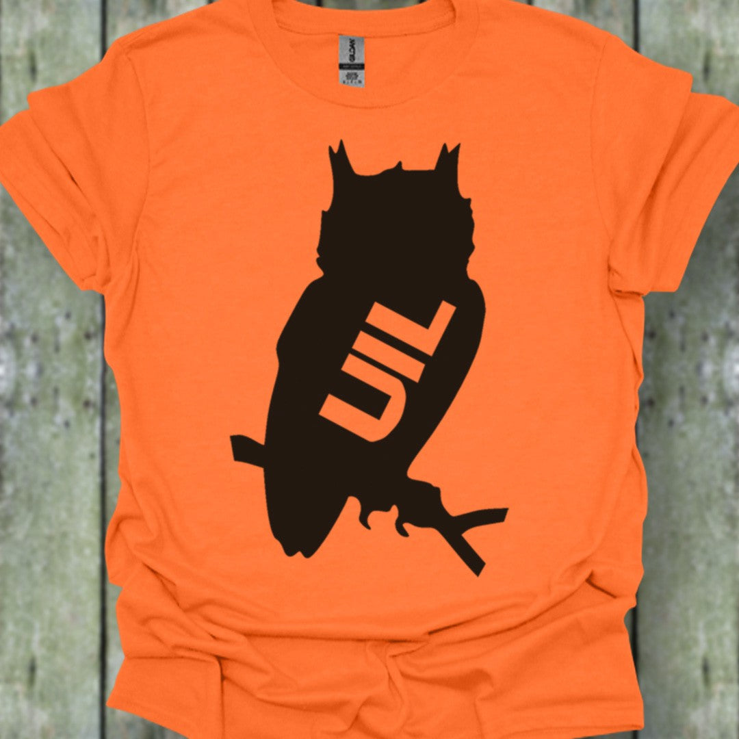 Uil silhouet met tekst zwart trendy T-shirt