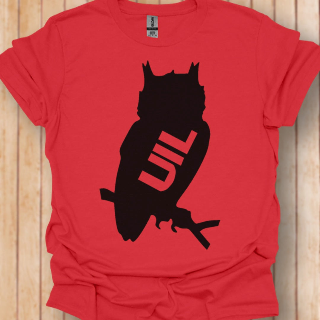 Uil silhouet met tekst zwart trendy T-shirt