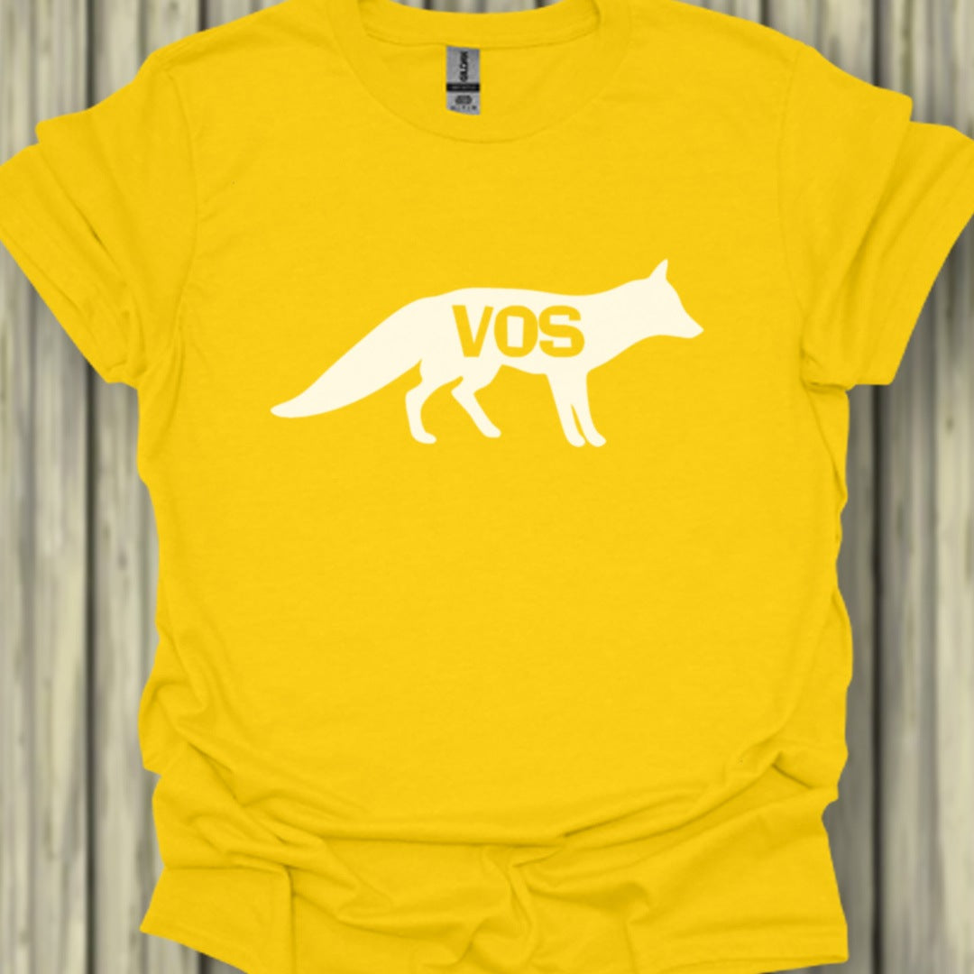 Renard silhouette blanche avec texte T-shirt tendance