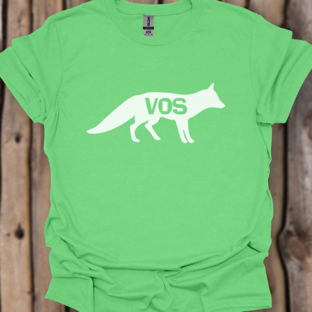 Renard silhouette blanche avec texte T-shirt tendance