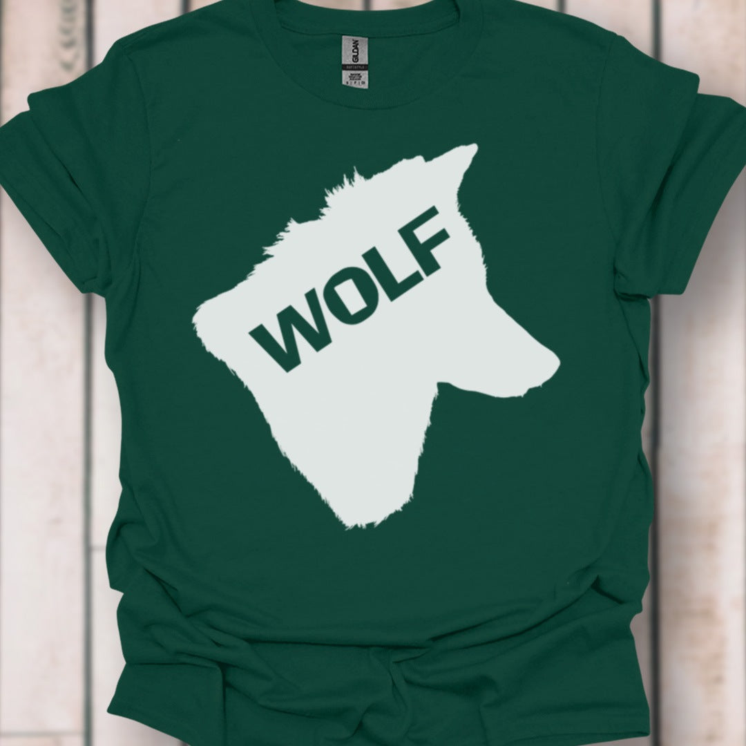 Wolf head silhouette with text white timeless T-shirt