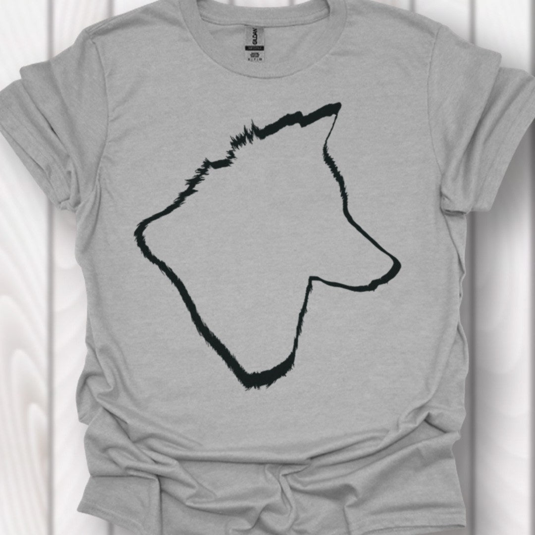 Wolf kop outline zwart tijdloos T-shirt