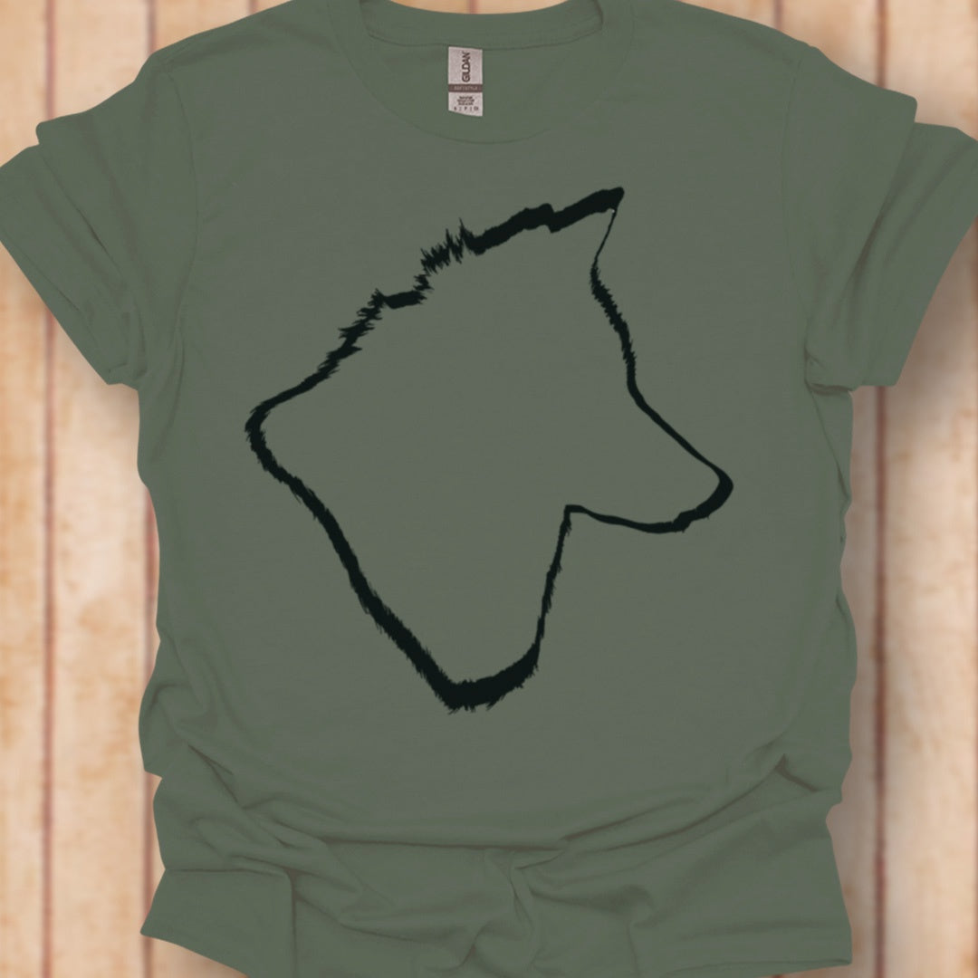 Wolf kop outline zwart tijdloos T-shirt