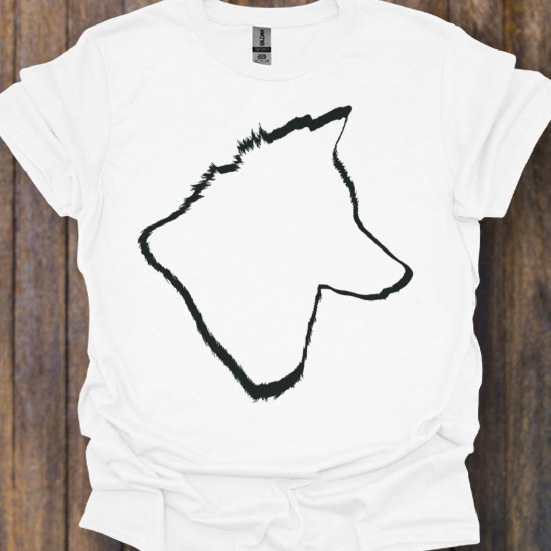 Wolf kop outline zwart tijdloos T-shirt