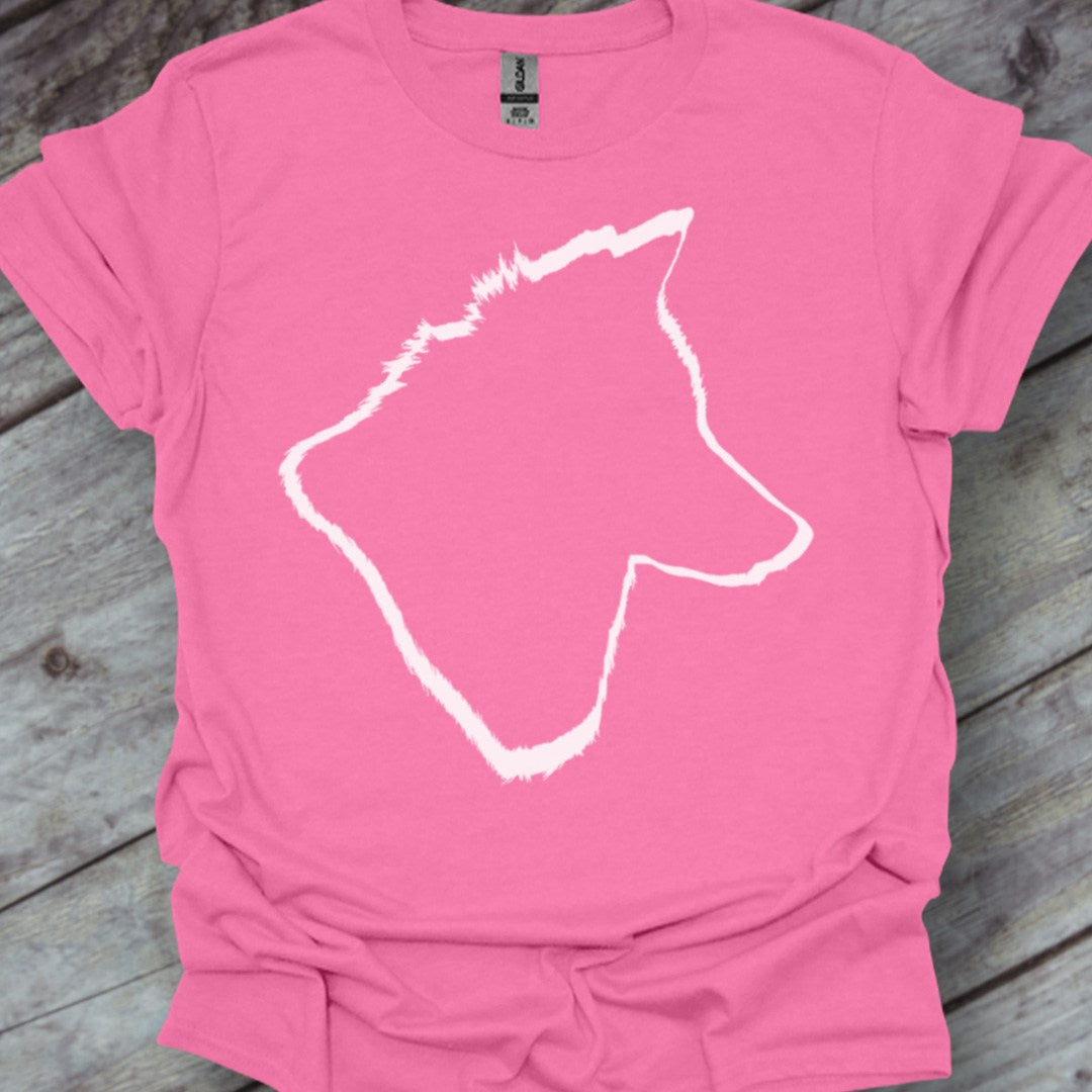 Wolf head outline white trendy T-shirt