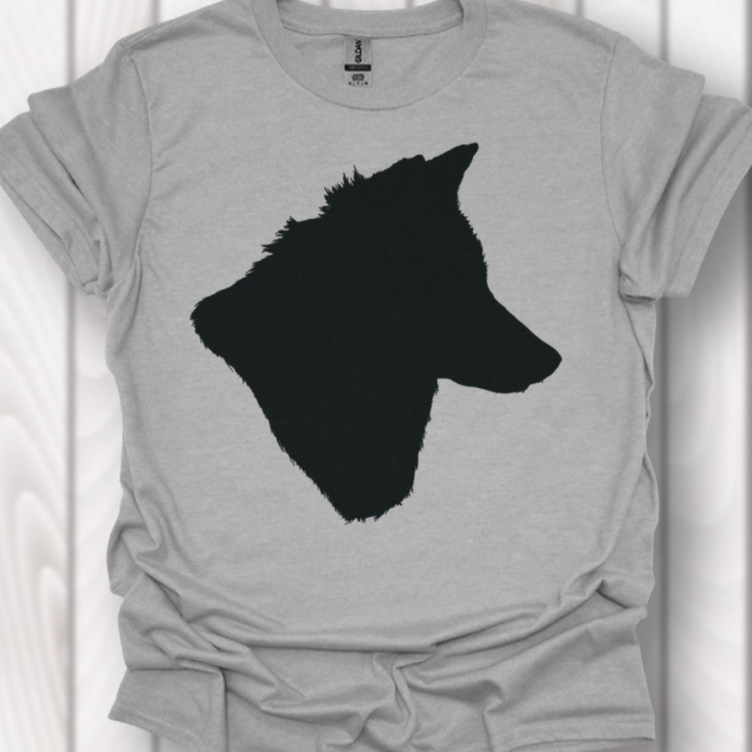 Wolf kop silhouet zwart tijdloos T-shirt