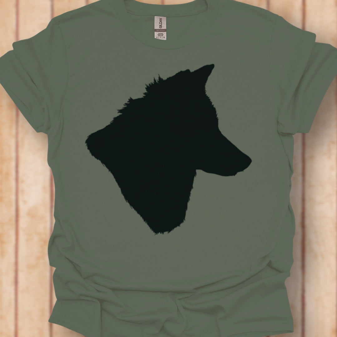 Wolf kop silhouet zwart tijdloos T-shirt