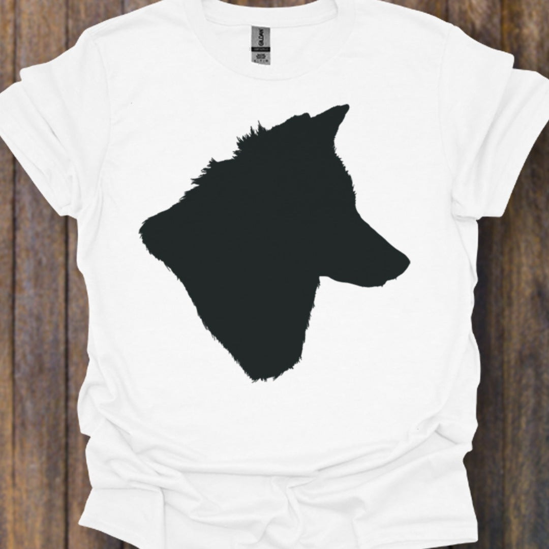 Wolf kop silhouet zwart tijdloos T-shirt