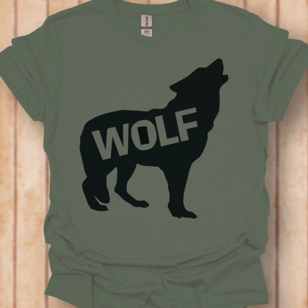 Standing wolf silhouette with text black timeless T-shirt