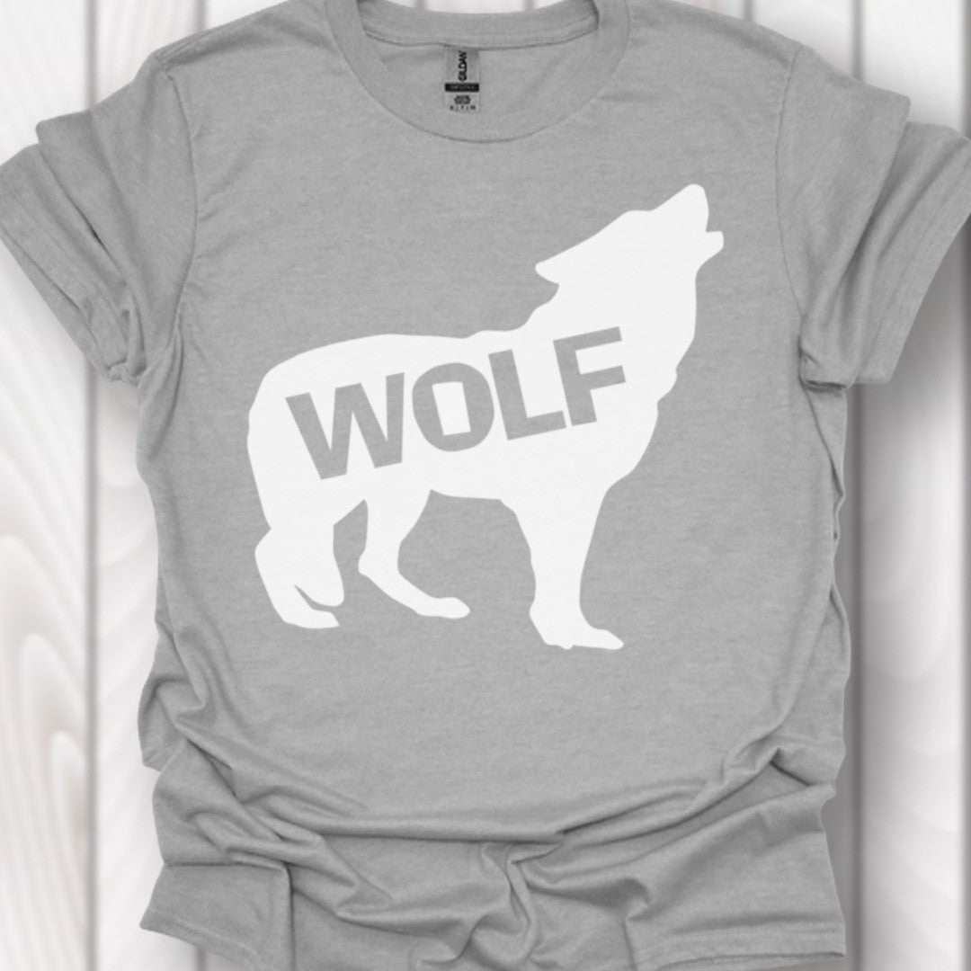 Standing wolf silhouette with text white timeless T-shirt