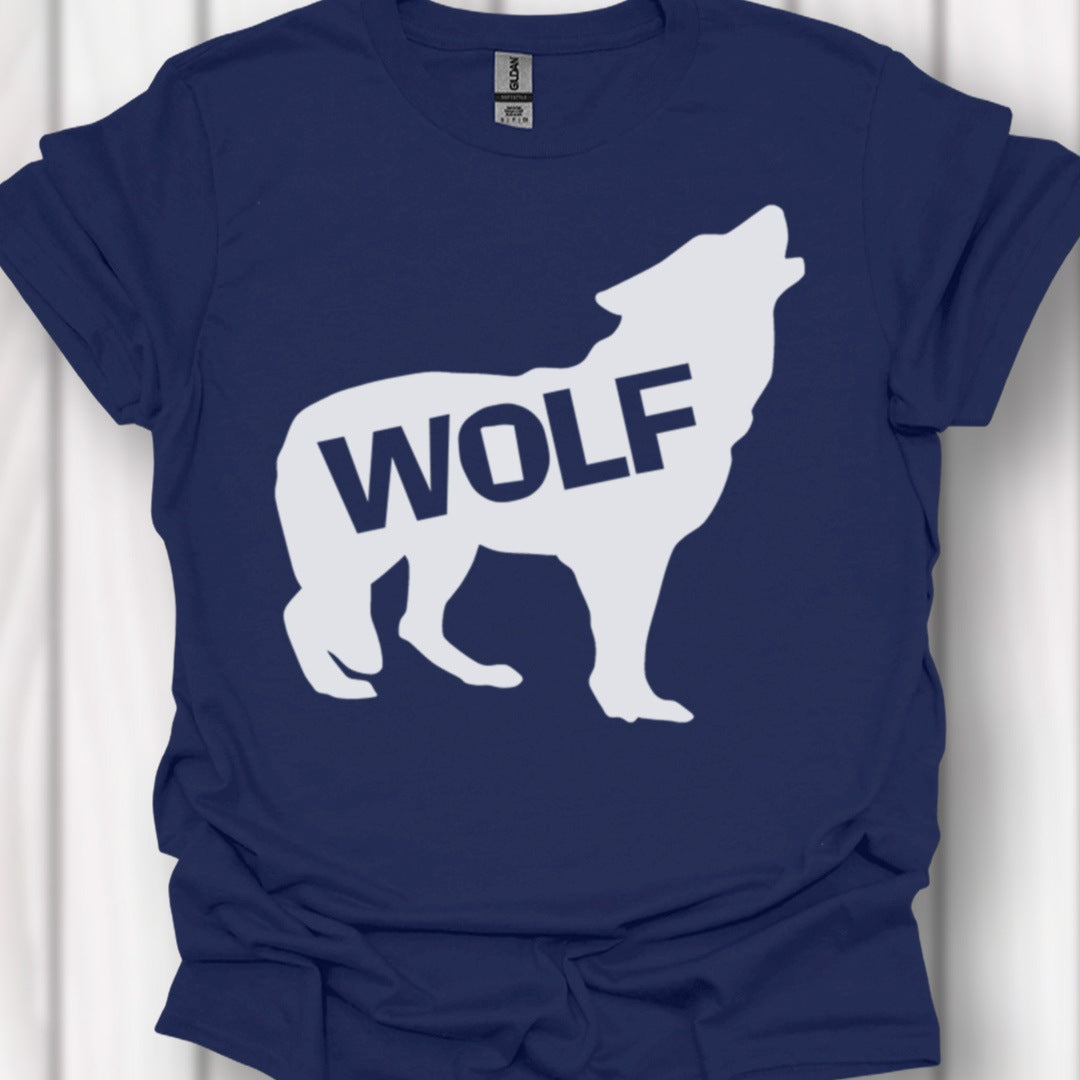 Standing wolf silhouette with text white timeless T-shirt
