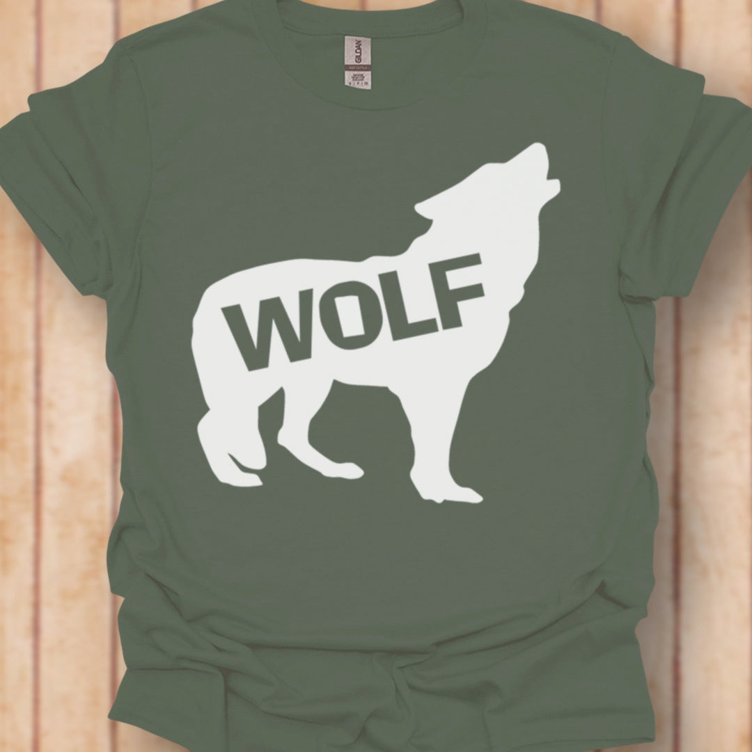 Standing wolf silhouette with text white timeless T-shirt