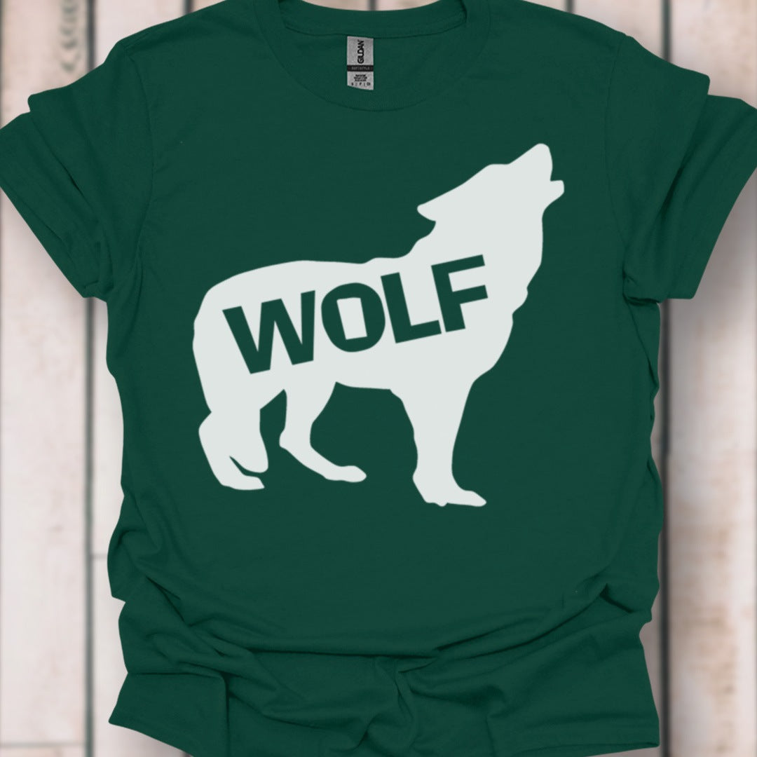 Standing wolf silhouette with text white timeless T-shirt