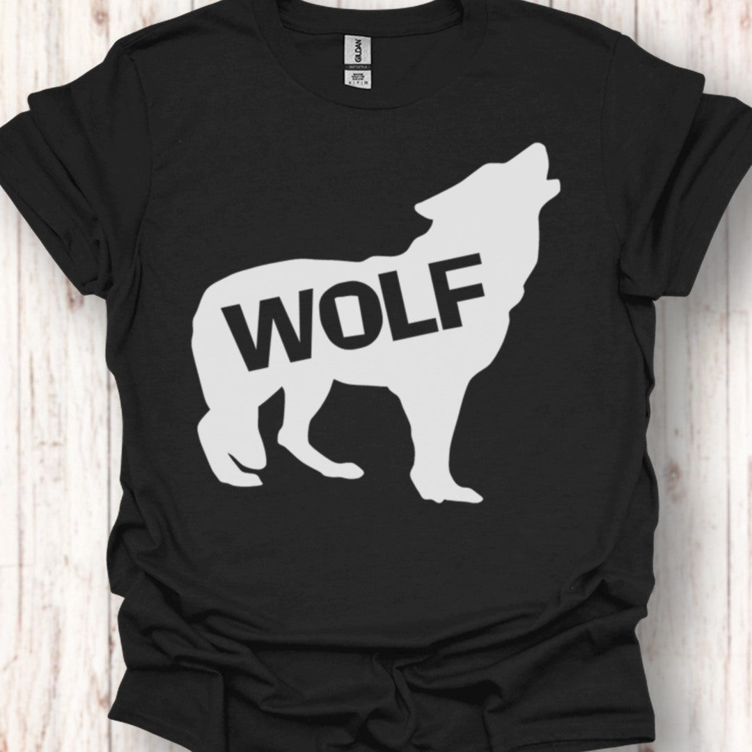 Standing wolf silhouette with text white timeless T-shirt