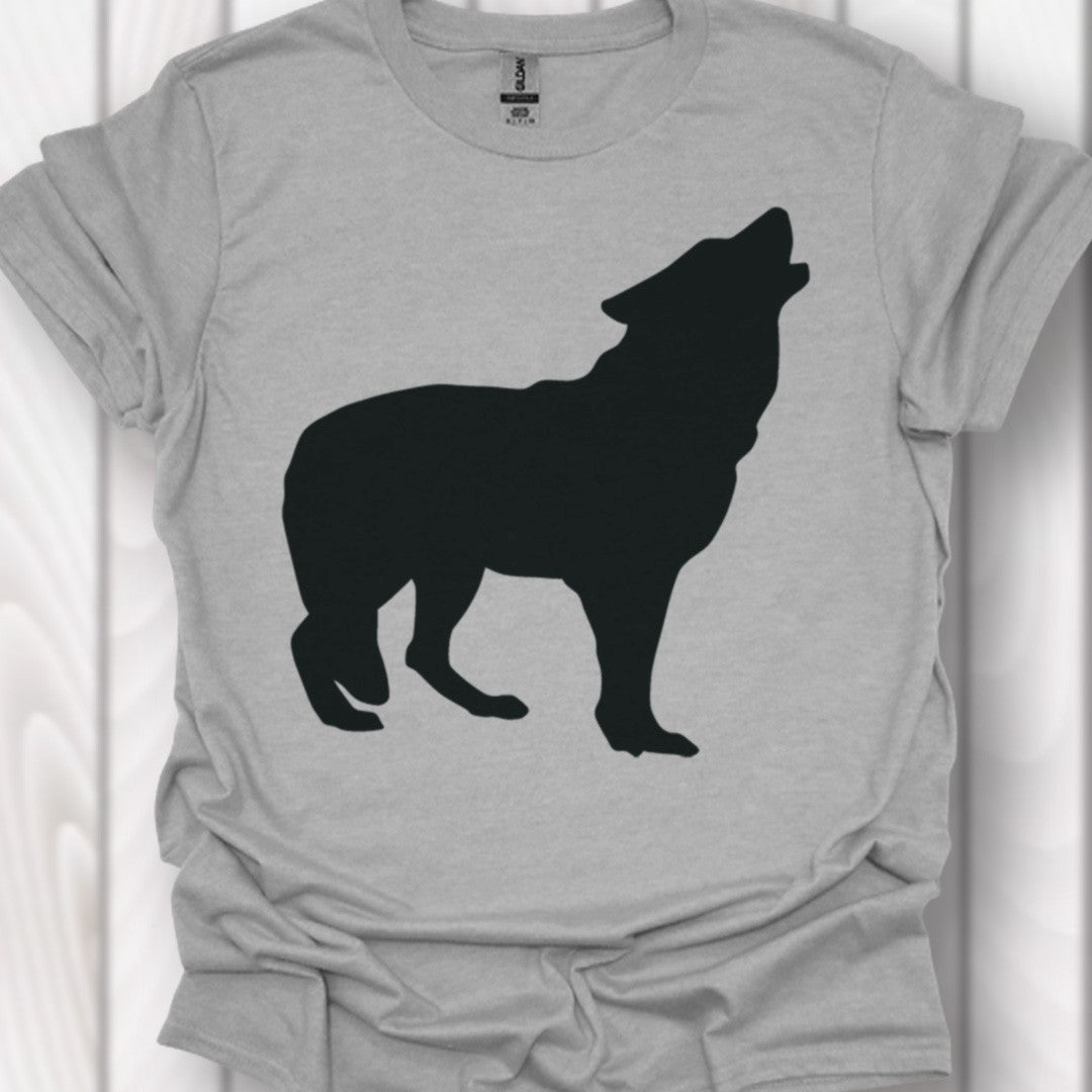 Wolf staand silhouet zwart tijdloos T-shirt