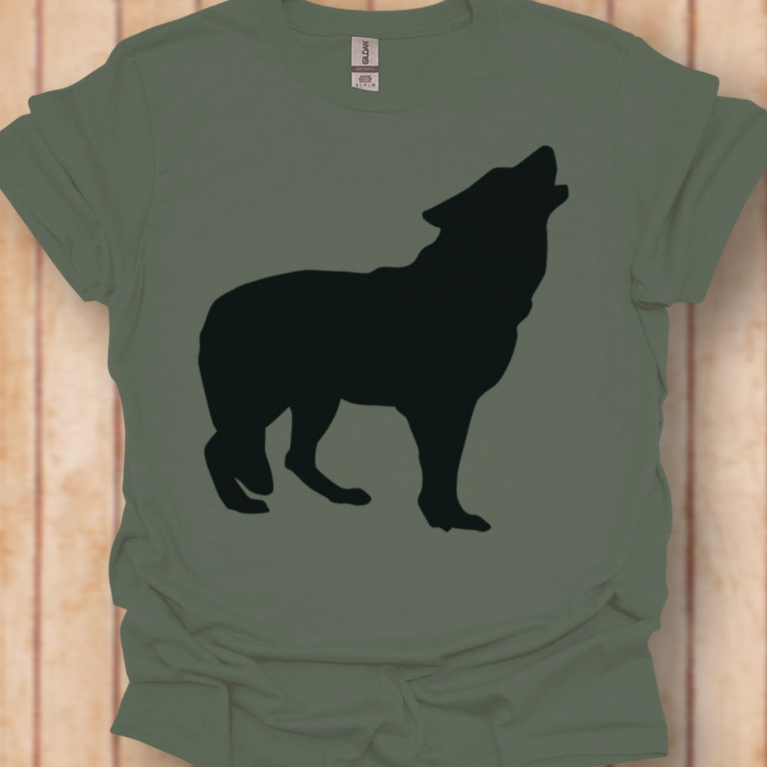 Wolf staand silhouet zwart tijdloos T-shirt