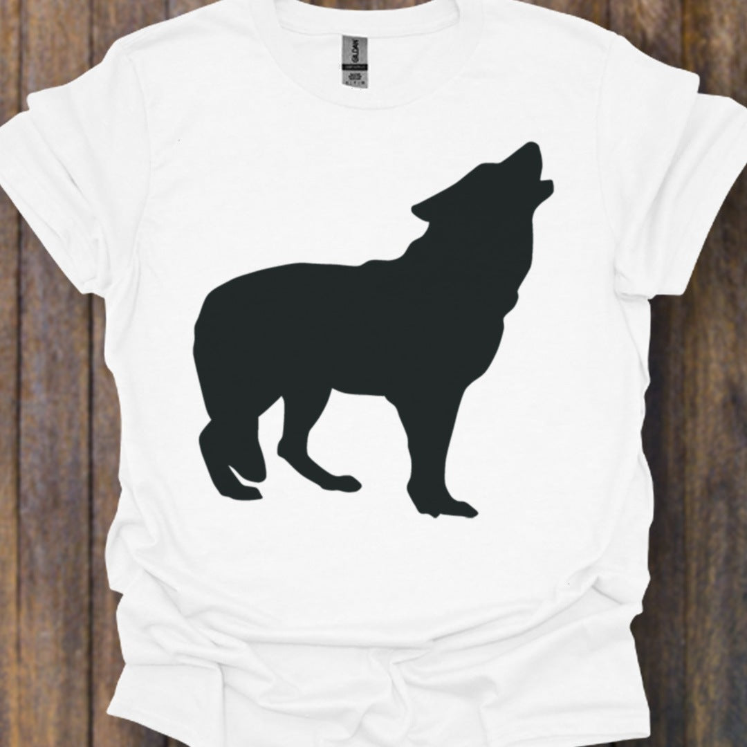 Wolf staand silhouet zwart tijdloos T-shirt