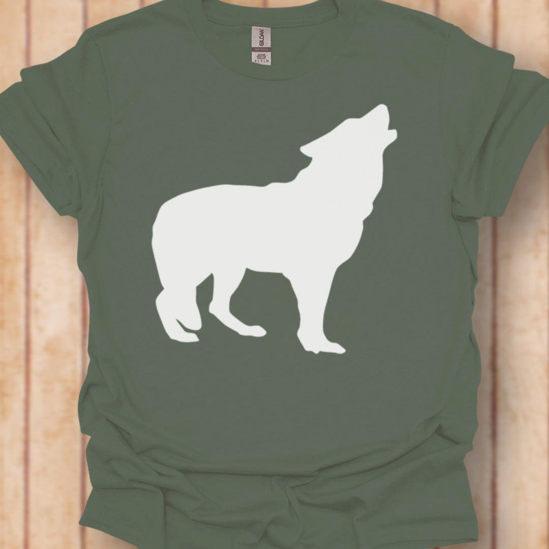 Standing wolf silhouette white timeless T-shirt