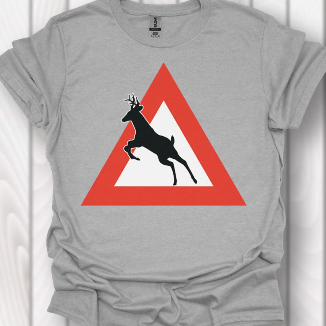 Panneau danger cerf T-shirt intemporel