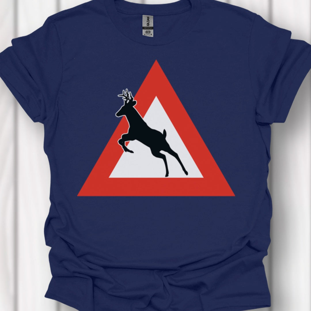 Panneau danger cerf T-shirt intemporel