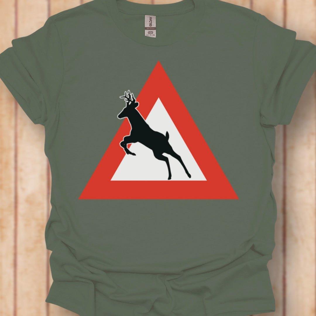 Panneau danger cerf T-shirt intemporel