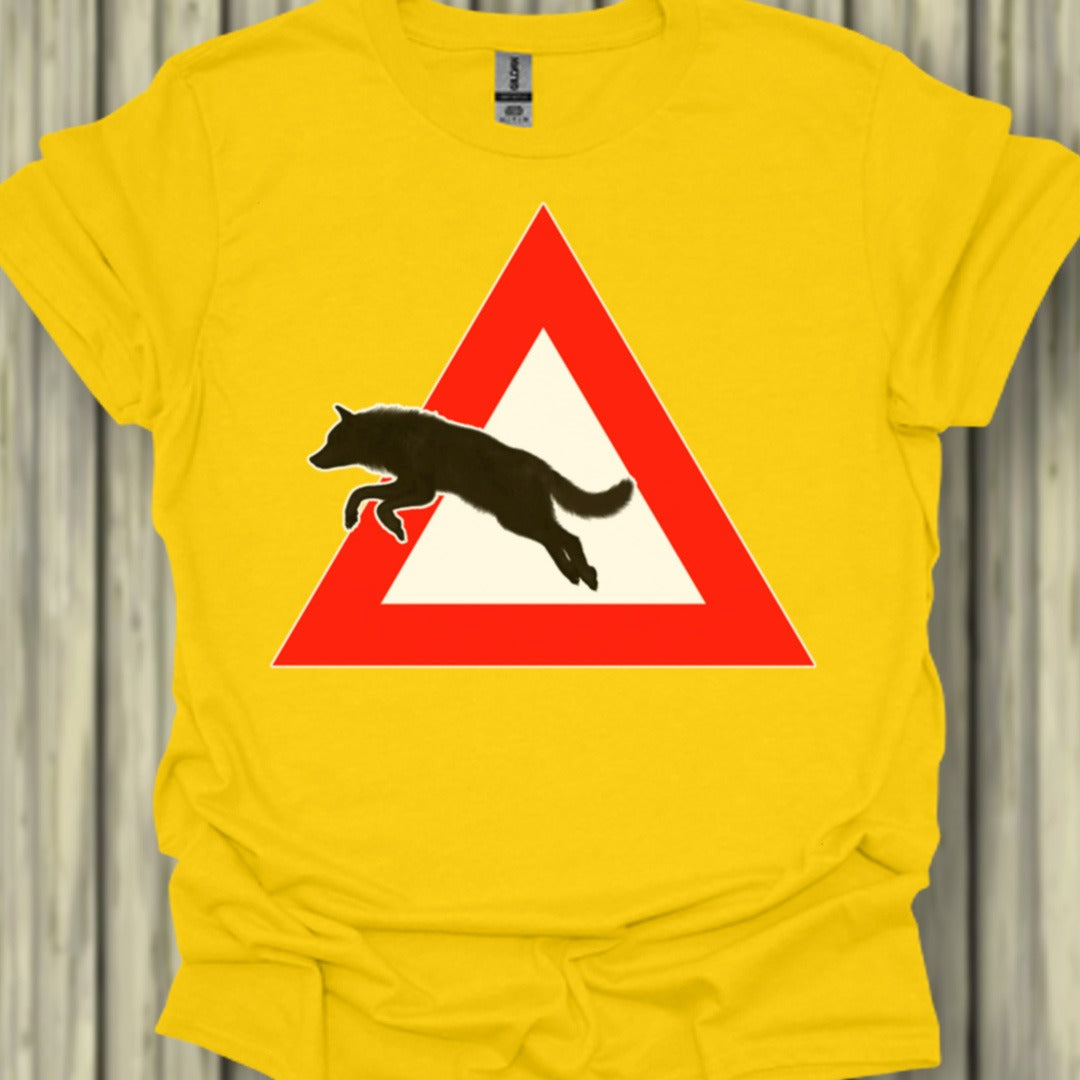 Panneau danger loup T-shirt tendance