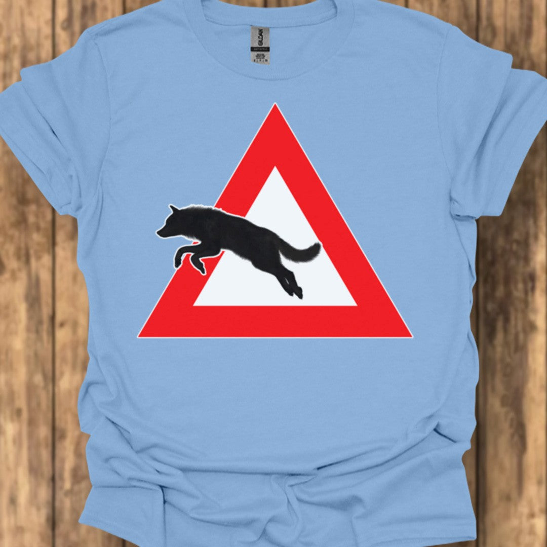 Panneau danger loup T-shirt tendance