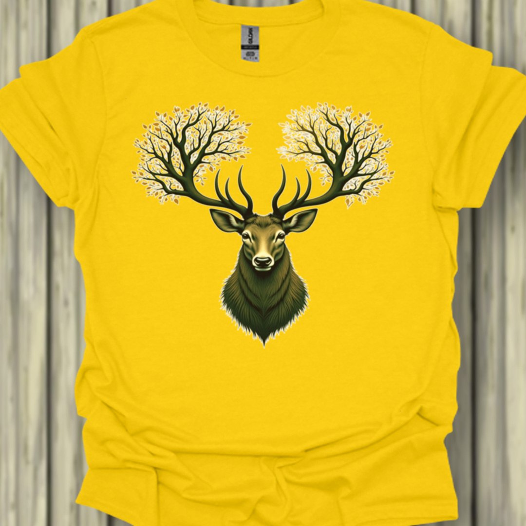 Deer with tree antlers trendy T-shirt