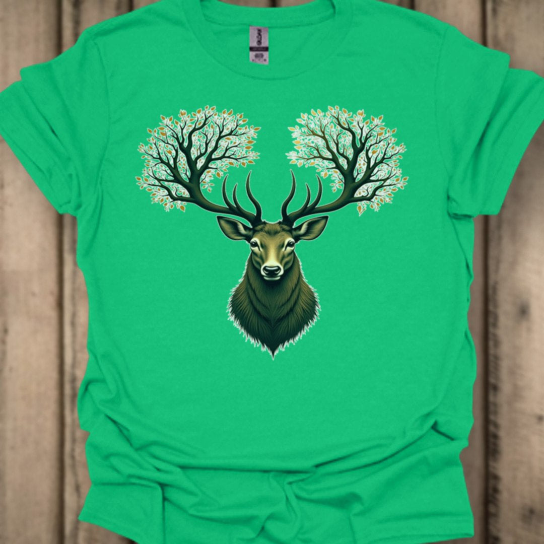 Deer with tree antlers trendy T-shirt