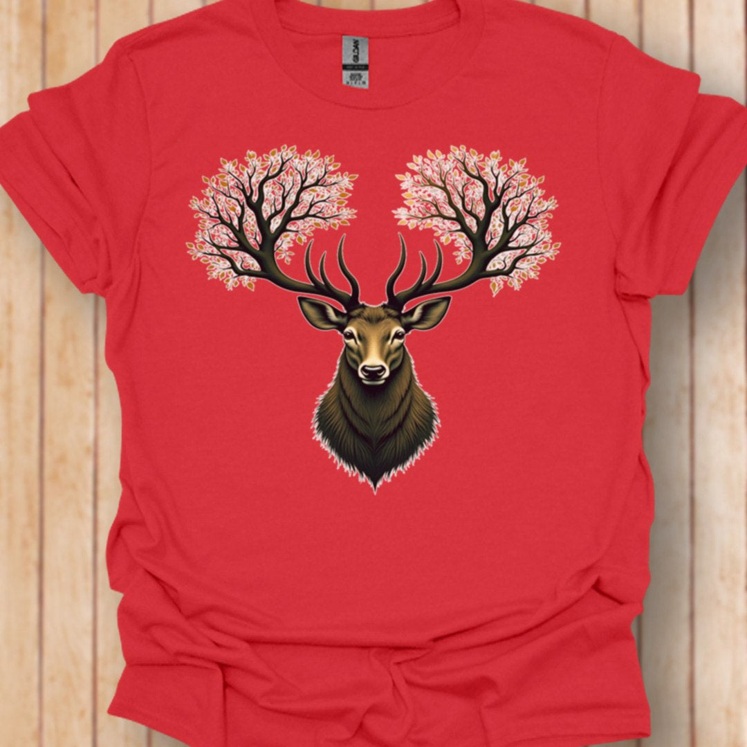 Deer with tree antlers trendy T-shirt