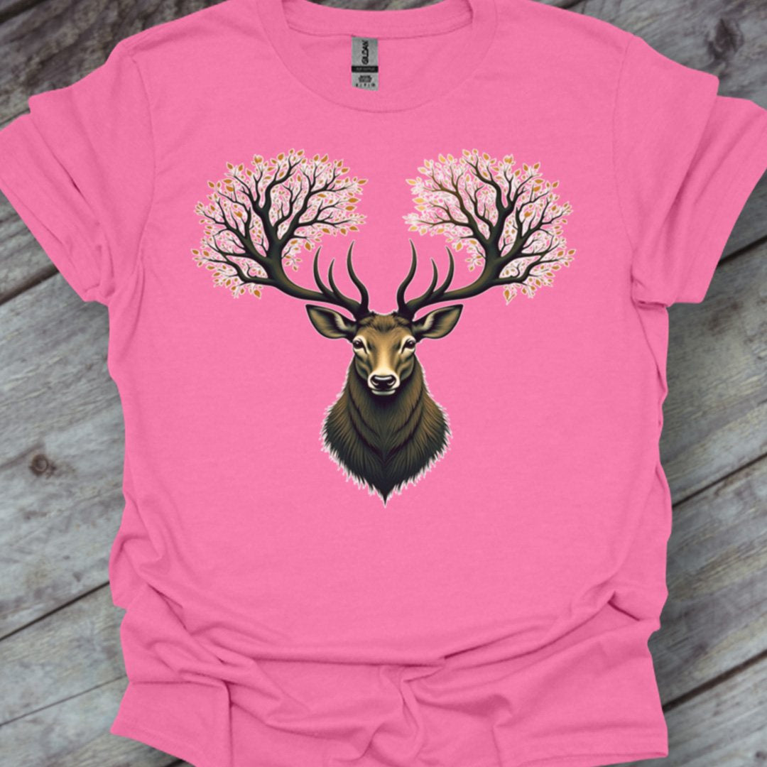 Deer with tree antlers trendy T-shirt