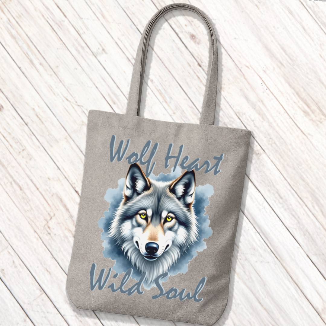Tote Bag Wolf Heart Wild Soul