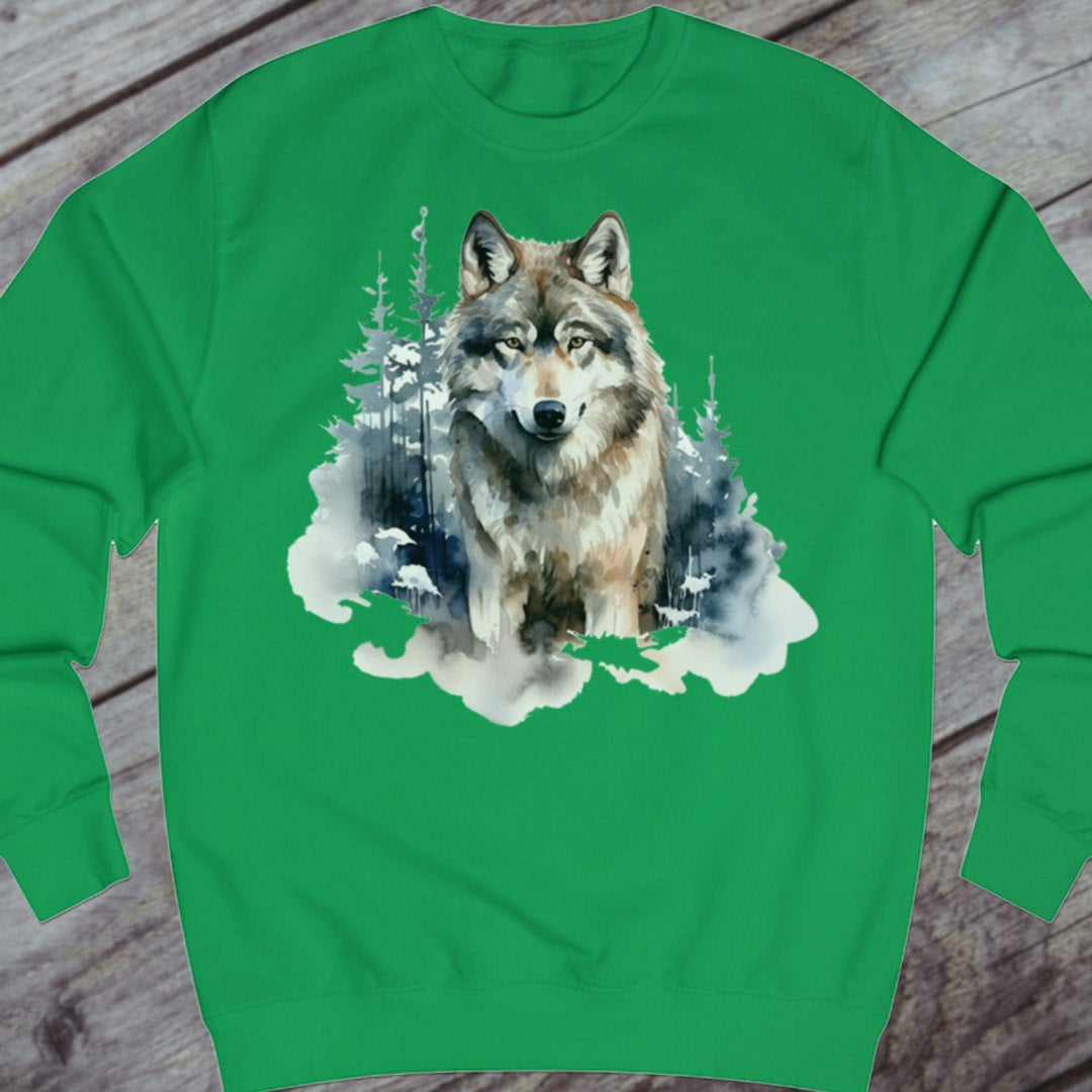 Wolf forest background sweatshirt