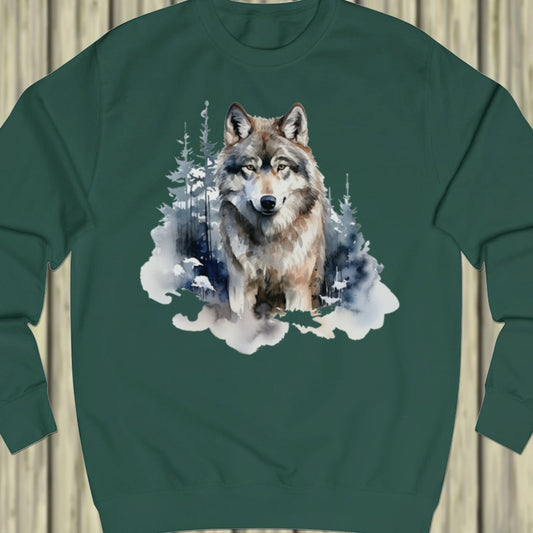 Wolf bosachtergrond sweatshirt
