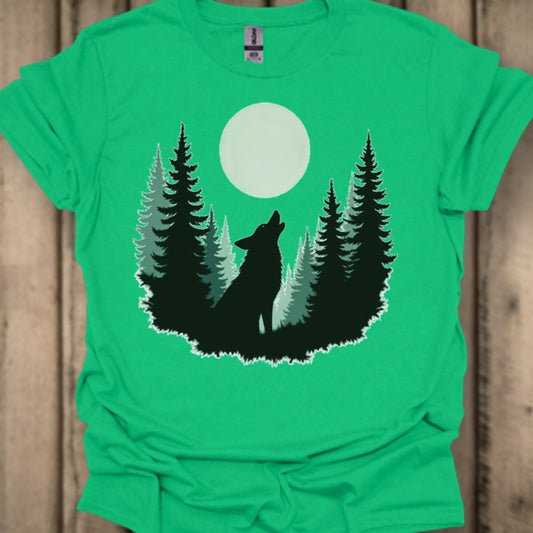 Wolf volle maan T‑Shirt